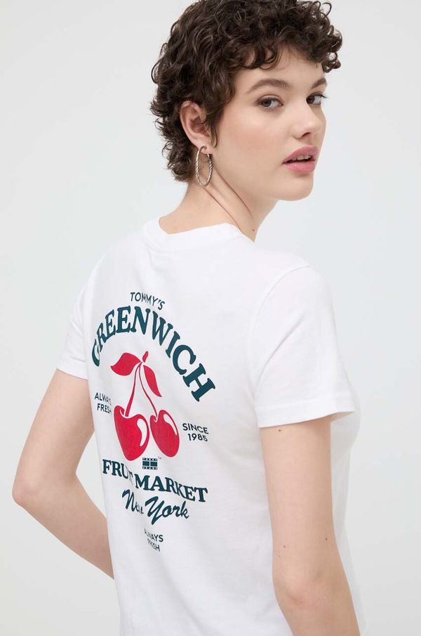 Tommy Jeans Pamučna majica Tommy Jeans za žene, boja: bijela