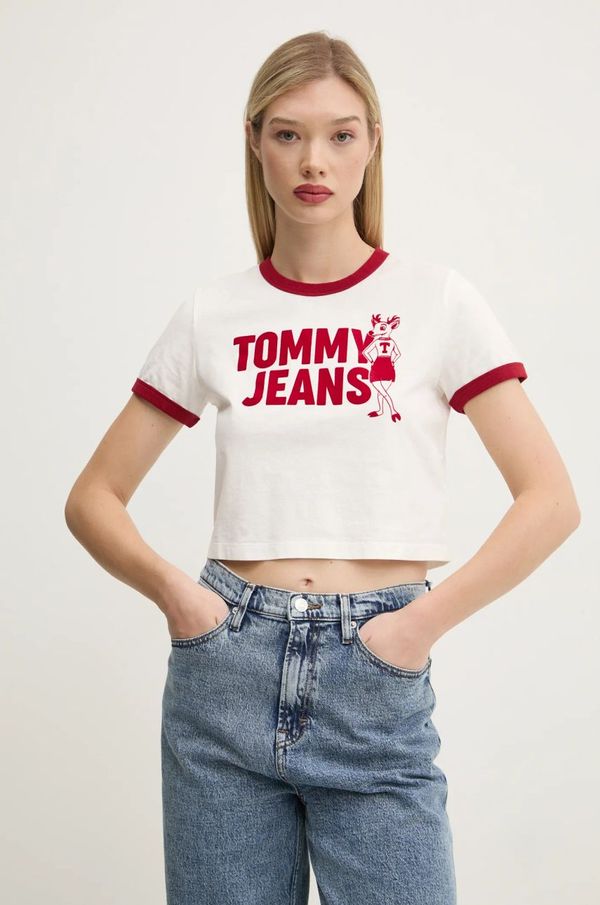 Tommy Jeans Pamučna majica Tommy Jeans za žene, boja: bijela, DW0DW20561