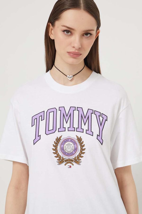 Tommy Jeans Pamučna majica Tommy Jeans za žene, boja: bijela