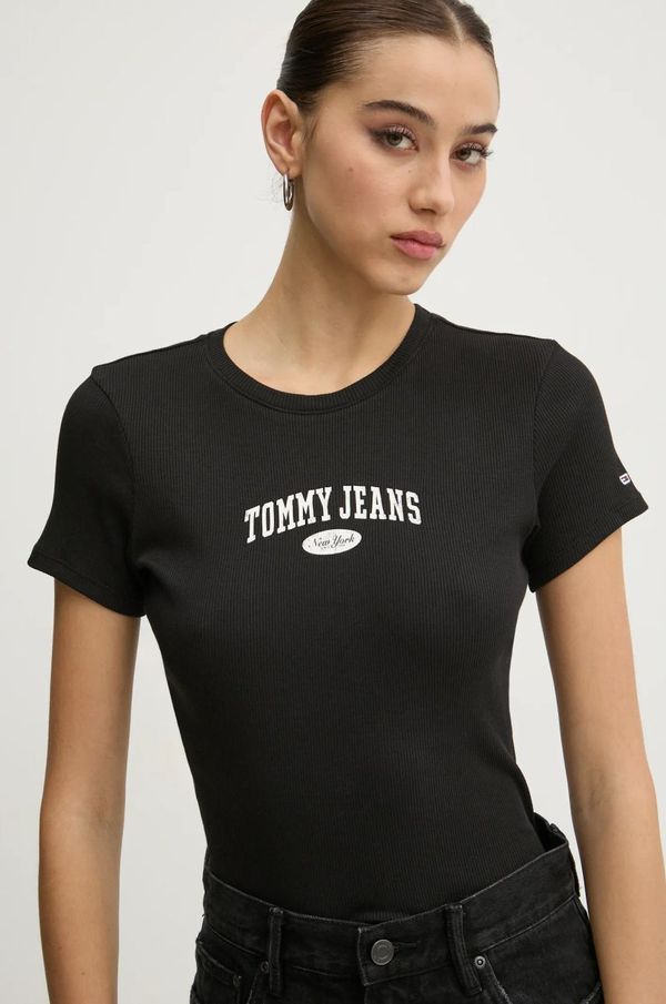 Tommy Jeans Pamučna majica Tommy Jeans za žene, boja: crna, DW0DW19435