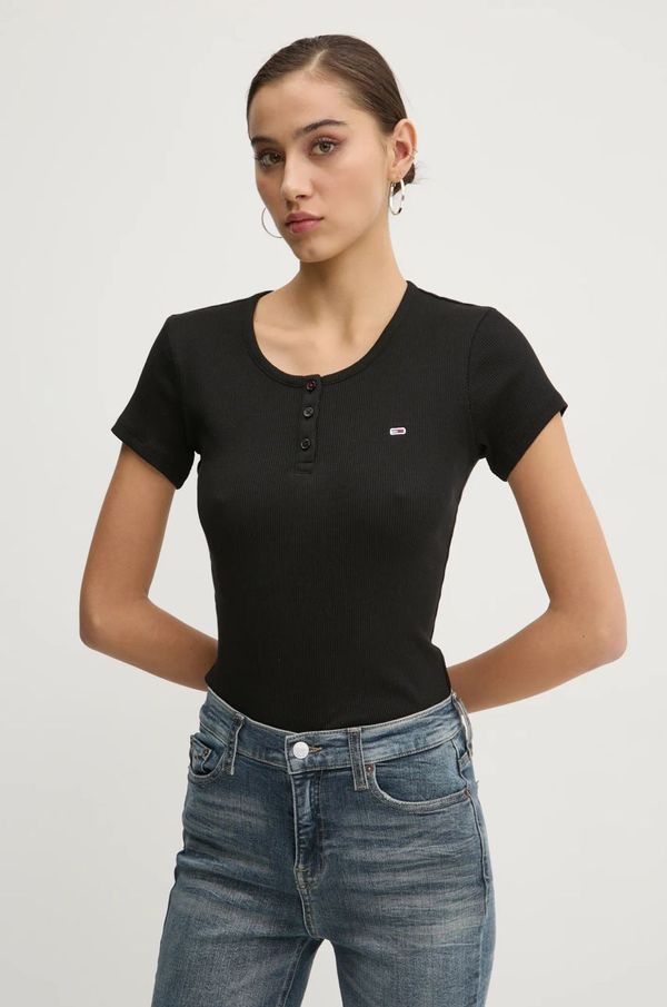 Tommy Jeans Pamučna majica Tommy Jeans za žene, boja: crna, DW0DW19502
