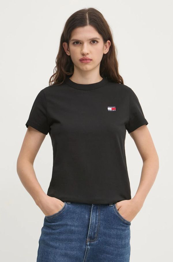 Tommy Jeans Pamučna majica Tommy Jeans za žene, boja: crna, DW0DW20153