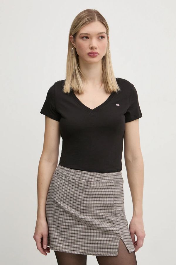 Tommy Jeans Pamučna majica Tommy Jeans za žene, boja: crna, DW0DW20458