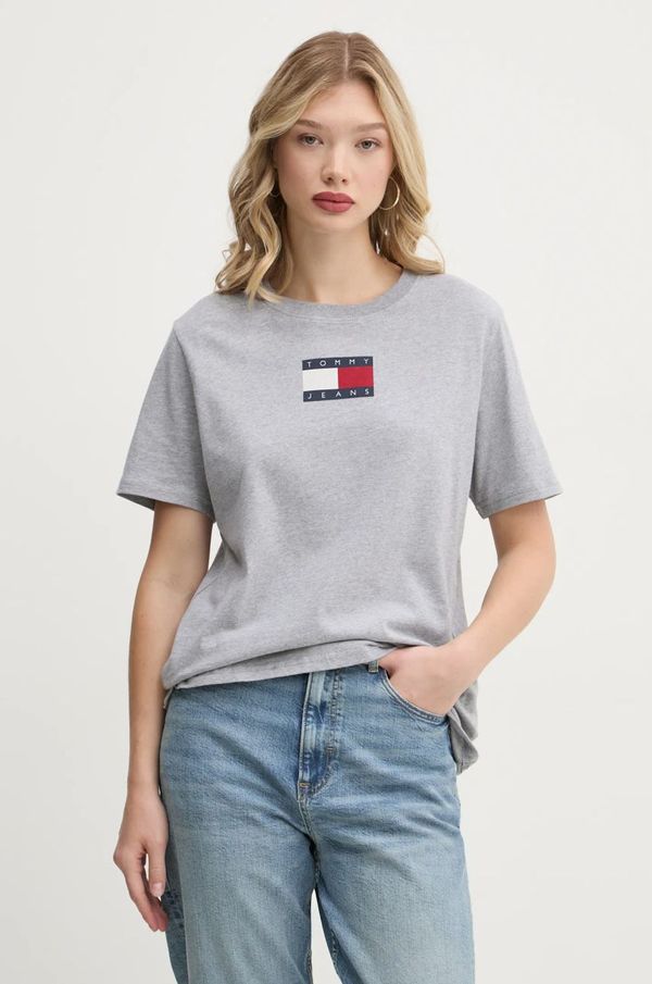 Tommy Jeans Pamučna majica Tommy Jeans za žene, boja: siva, DW0DW20461