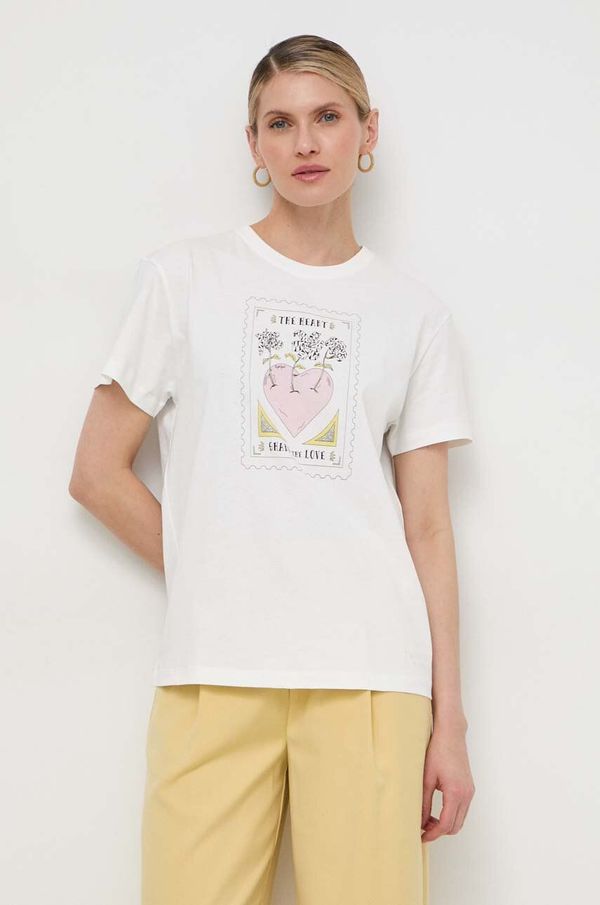 Twinset Pamučna majica Twinset za žene, boja: bež