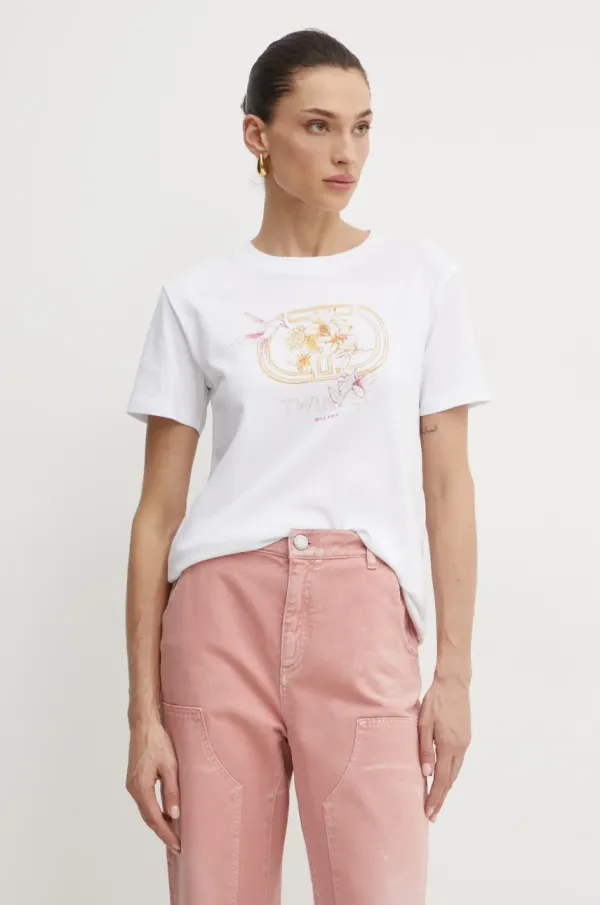 Twinset Pamučna majica Twinset za žene, boja: bijela, 251TP2075