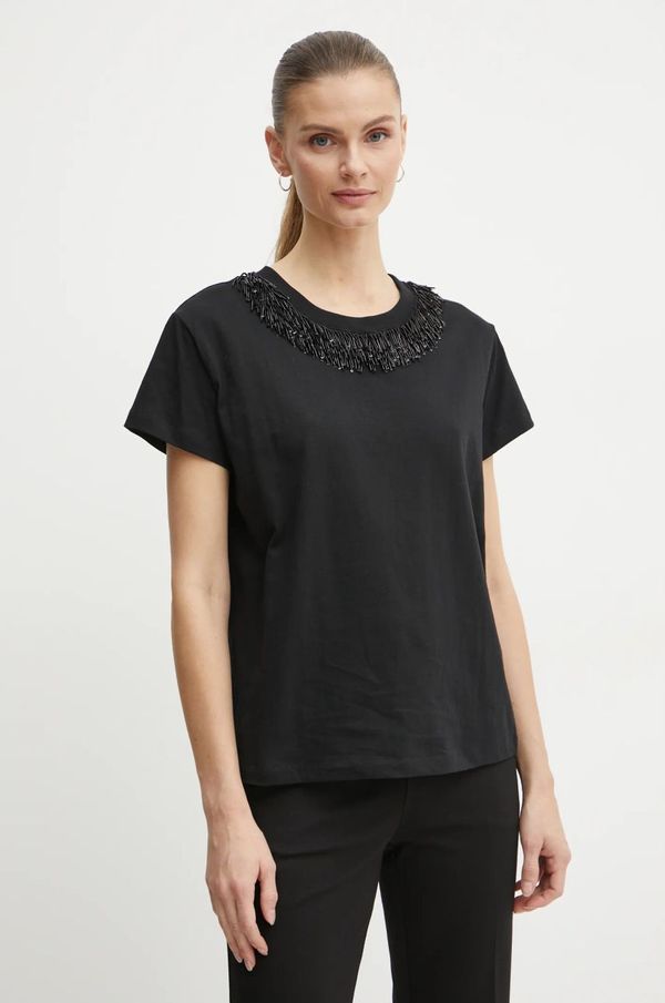 Twinset Pamučna majica Twinset za žene, boja: crna, 242AT2051