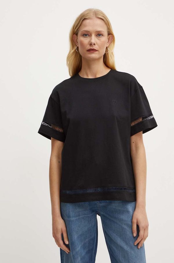 Twinset Pamučna majica Twinset za žene, boja: crna, 242TP2501