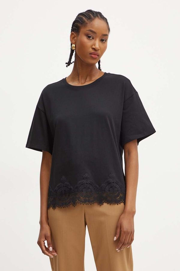 Twinset Pamučna majica Twinset za žene, boja: crna, 242TP2510