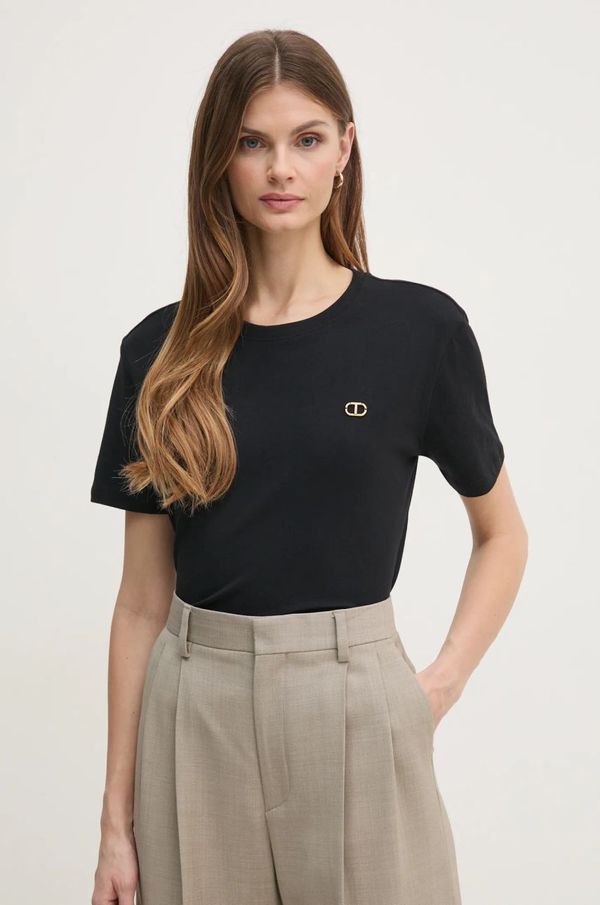 Twinset Pamučna majica Twinset za žene, boja: crna, 251TP2074