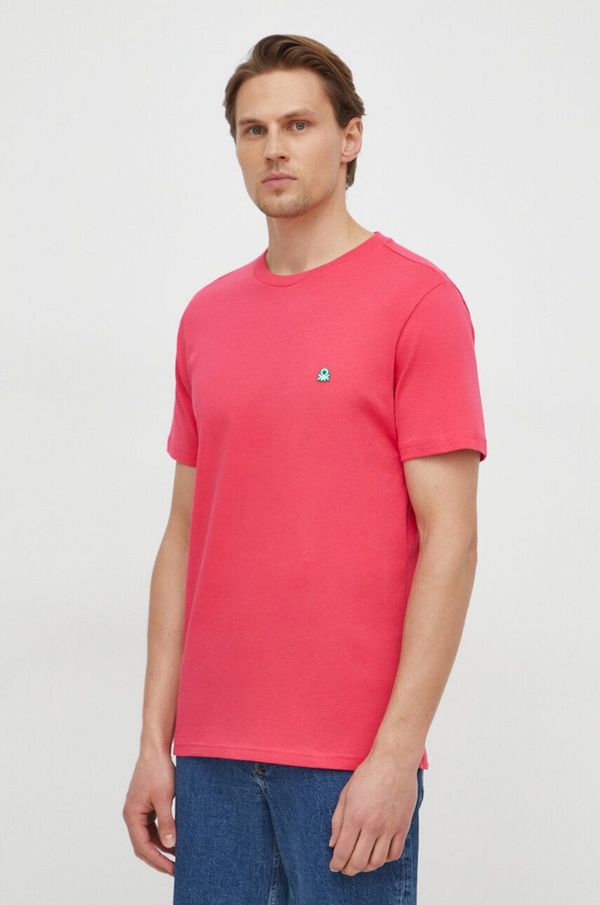 United Colors of Benetton Pamučna majica United Colors of Benetton za muškarce, boja: ružičasta, bez uzorka