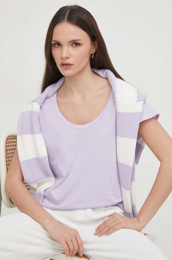 United Colors of Benetton Pamučna majica United Colors of Benetton za žene, boja: ljubičasta