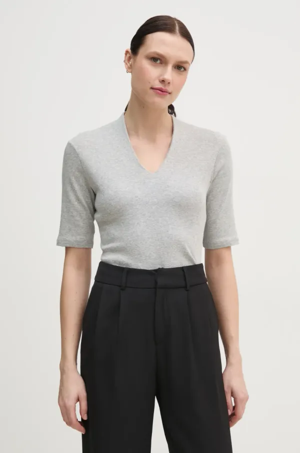 United Colors of Benetton Pamučna majica United Colors of Benetton za žene, boja: siva