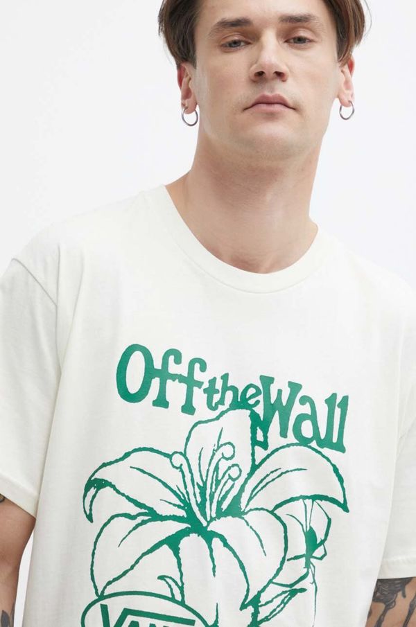 Vans Pamučna majica Vans za muškarce, boja: bež, s tiskom