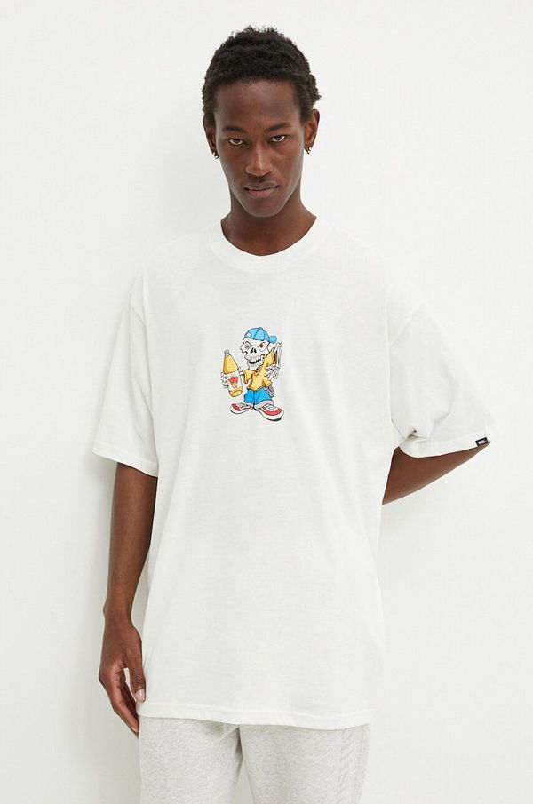 Vans Pamučna majica Vans za muškarce, boja: bež, s tiskom, VN000HFRFS81