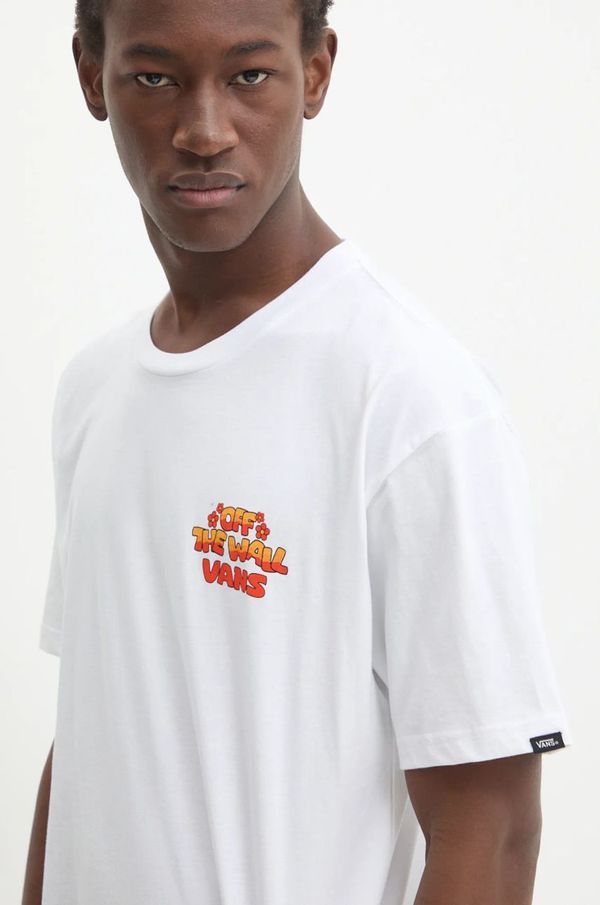 Vans Pamučna majica Vans za muškarce, boja: bijela, s tiskom, VN000KHRWHT1