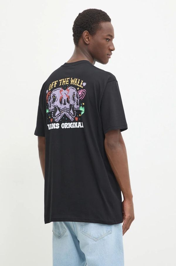 Vans Pamučna majica Vans za muškarce, boja: crna, s tiskom, VN000KHVBLK1