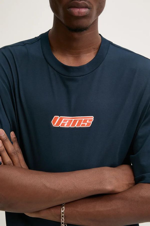 Vans Pamučna majica Vans za muškarce, boja: tamno plava, s tiskom, VN000HFZNVY1