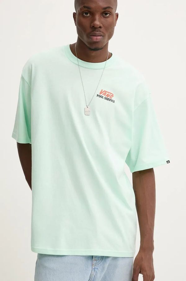 Vans Pamučna majica Vans za muškarce, boja: zelena, s tiskom, VN000KTDN4T1