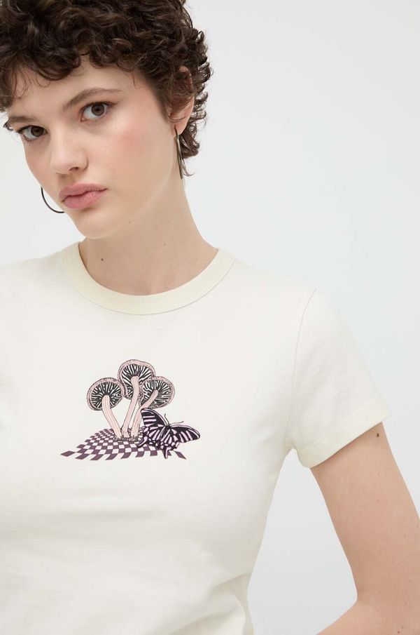 Vans Pamučna majica Vans za žene, boja: bež