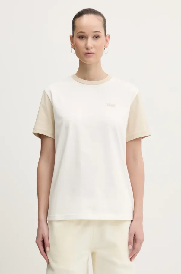 Vans Pamučna majica Vans za žene, boja: bež, VN000JDKD0D1