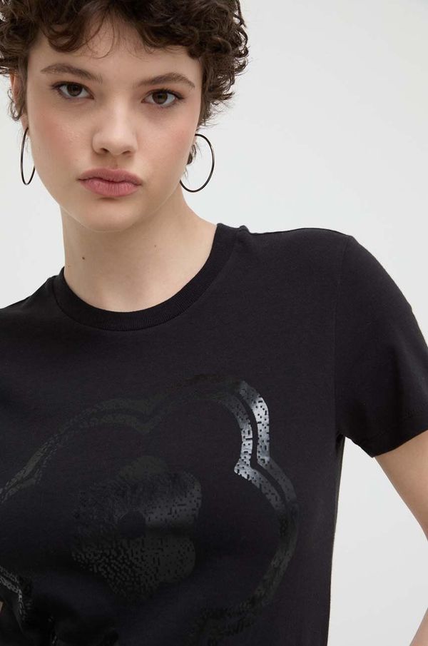 Vans Pamučna majica Vans za žene, boja: crna