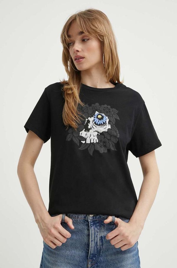 Vans Pamučna majica Vans za žene, boja: crna