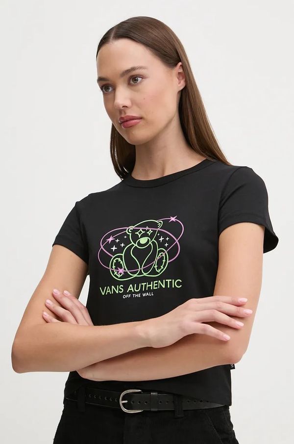 Vans Pamučna majica Vans za žene, boja: crna, VN000KGCBLK1