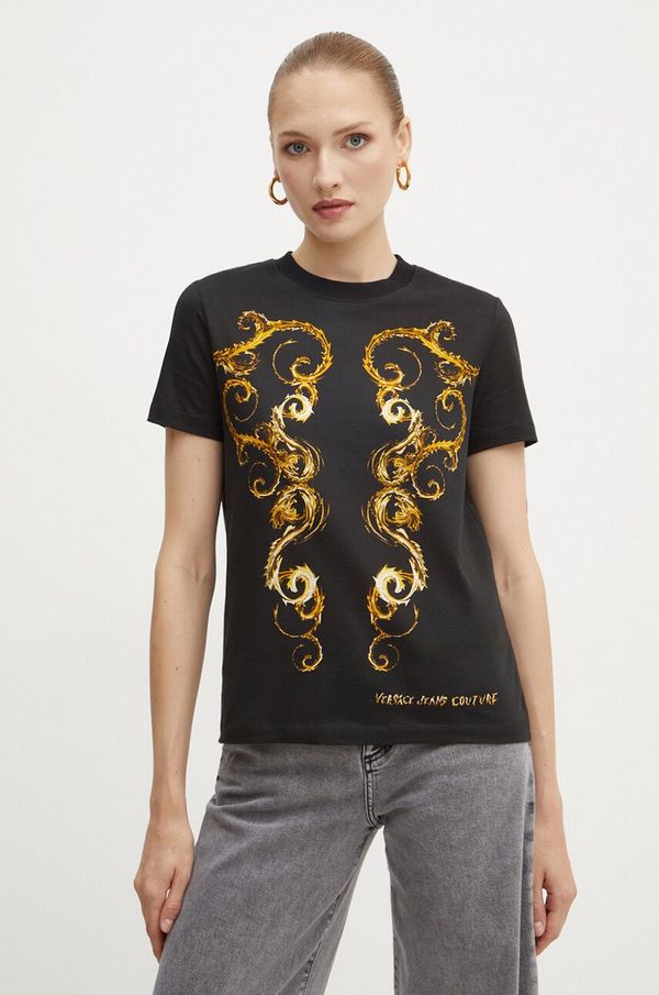 Versace Jeans Couture Pamučna majica Versace Jeans Couture za žene, boja: crna, 77HAH6P3 JS424