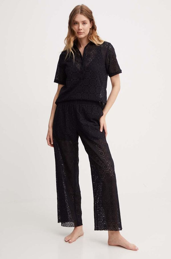 Vilebrequin Pamučna majica Vilebrequin LEONIE za žene, boja: crna, bez uzorka, LEOAV762