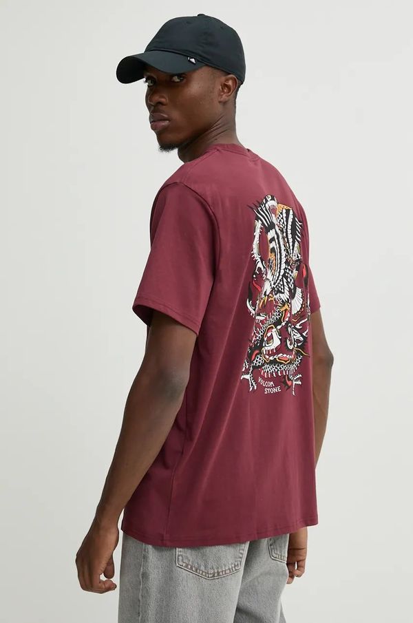 Volcom Pamučna majica Volcom za muškarce, boja: ružičasta, s tiskom, A5232414