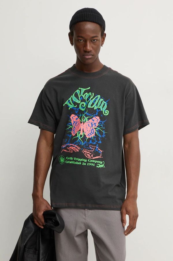 Volcom Pamučna majica Volcom za muškarce, boja: siva, s tiskom, A4332404