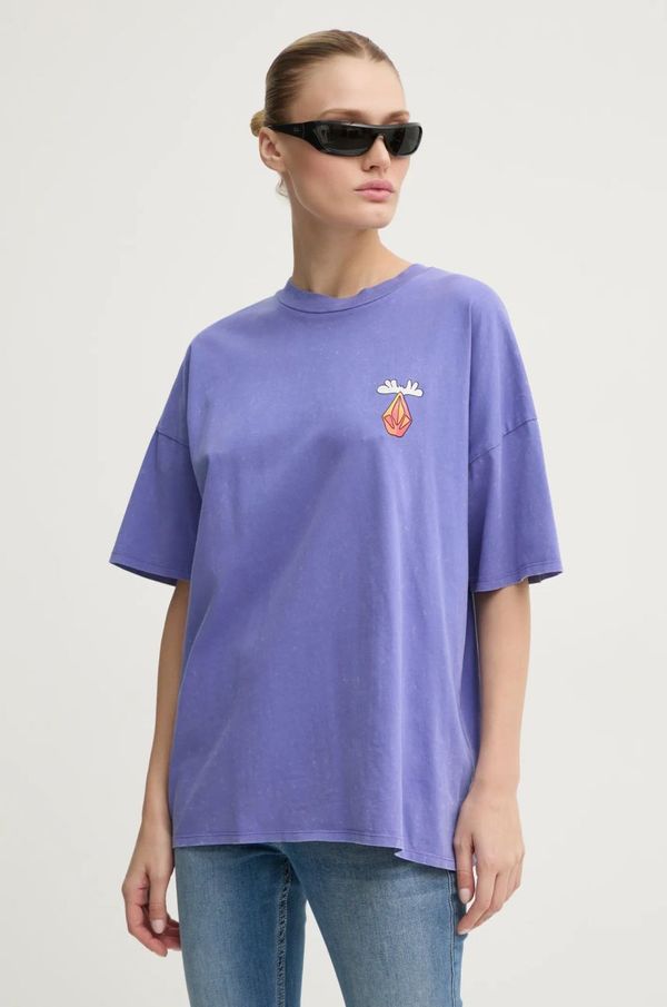 Volcom Pamučna majica Volcom za žene, boja: ljubičasta, B3532414