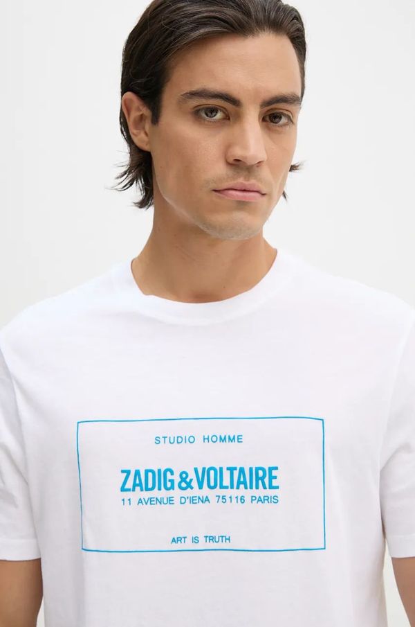 Zadig&Voltaire Pamučna majica ZADIG&VOLTAIRE za muškarce, boja: bijela, s tiskom, JMTS00664