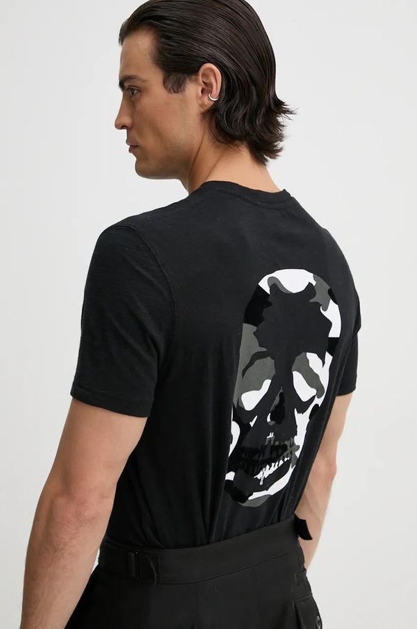 Zadig&Voltaire Pamučna majica ZADIG&VOLTAIRE za muškarce, boja: crna, bez uzorka, JMTS01708