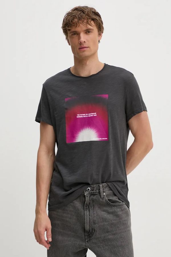 Zadig&Voltaire Pamučna majica ZADIG&VOLTAIRE za muškarce, boja: siva, s tiskom, JMTS00649