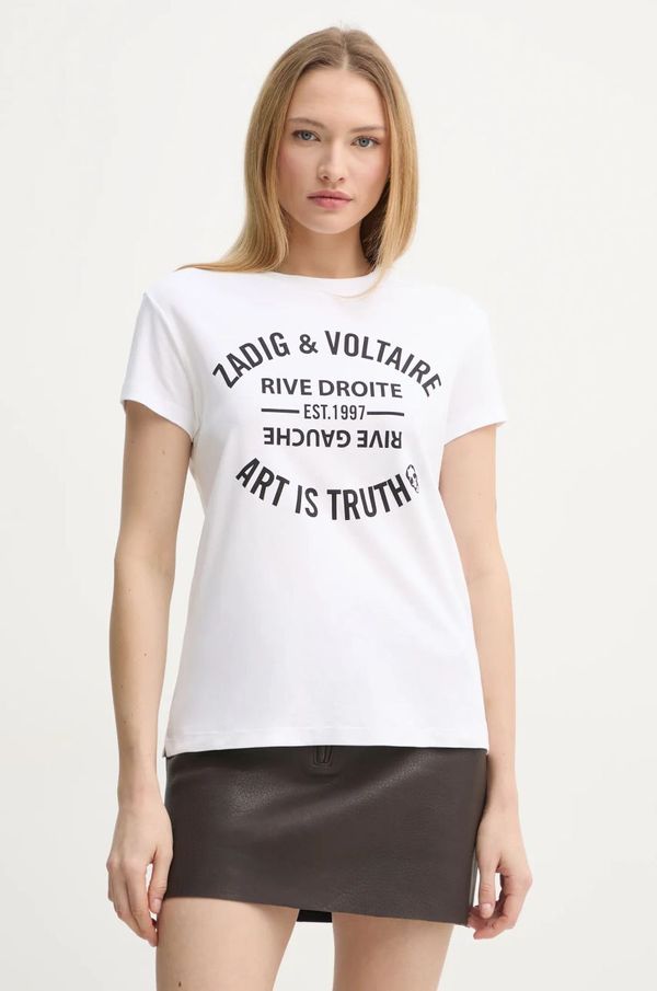 Zadig&Voltaire Pamučna majica ZADIG&VOLTAIRE za žene, boja: bijela, JWTS02769