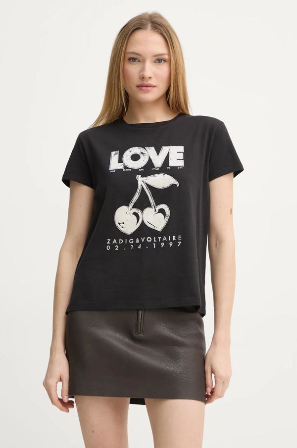 Zadig&Voltaire Pamučna majica ZADIG&VOLTAIRE za žene, boja: crna, JWTS02684