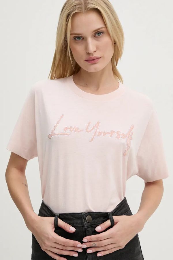 Zadig&Voltaire Pamučna majica ZADIG&VOLTAIRE za žene, boja: ružičasta, JWTS01672