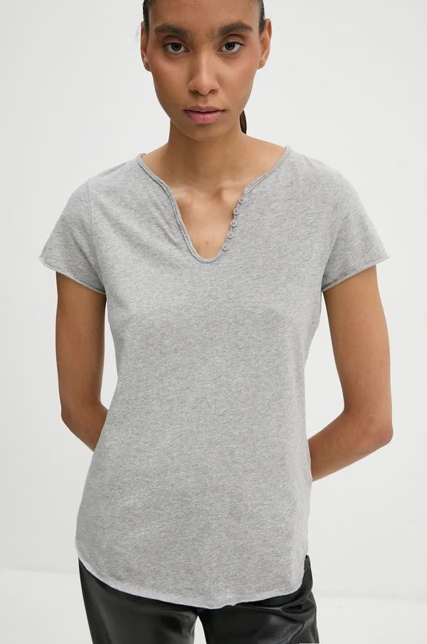 Zadig&Voltaire Pamučna majica ZADIG&VOLTAIRE za žene, boja: siva, JWTN00456