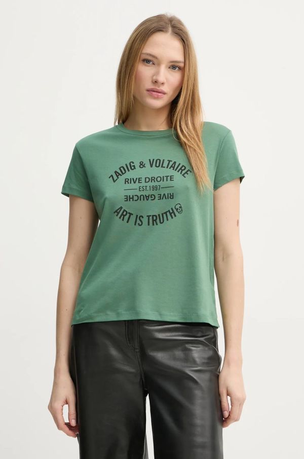 Zadig&Voltaire Pamučna majica ZADIG&VOLTAIRE za žene, boja: zelena, JWTS02769