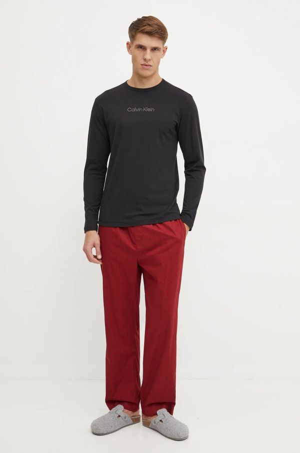 Calvin Klein Underwear Pamučna pidžama Calvin Klein Underwear boja: crna, s uzorkom, 000NM2781E