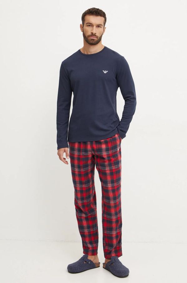 Emporio Armani Underwear Pamučna pidžama Emporio Armani Underwear boja: tamno plava, s uzorkom, 111955 4F599