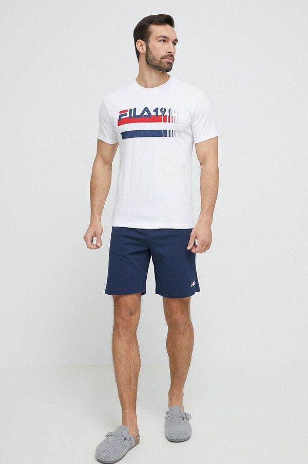 Fila Pamučna pidžama Fila boja: tamno plava, s tiskom