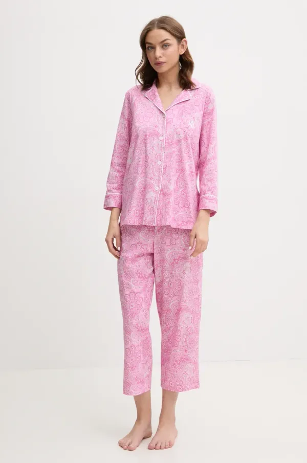 Lauren Ralph Lauren Pamučna pidžama Lauren Ralph Lauren boja: tamno plava, pamučna, I819702