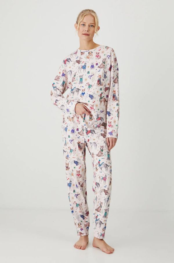 Medicine Pamučna pidžama Medicine za žene, boja: bež, pamučna