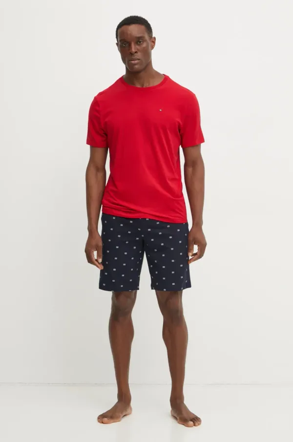 Tommy Hilfiger Pamučna pidžama Tommy Hilfiger boja: crvena, s uzorkom, UM0UM02319