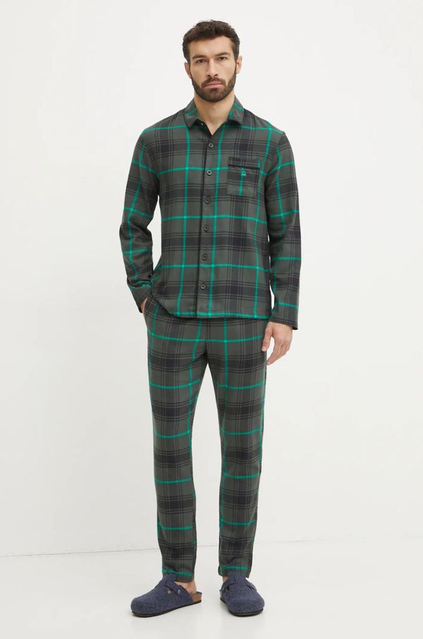 United Colors of Benetton Pamučna pidžama United Colors of Benetton boja: zelena, s uzorkom, 43UL4P00A