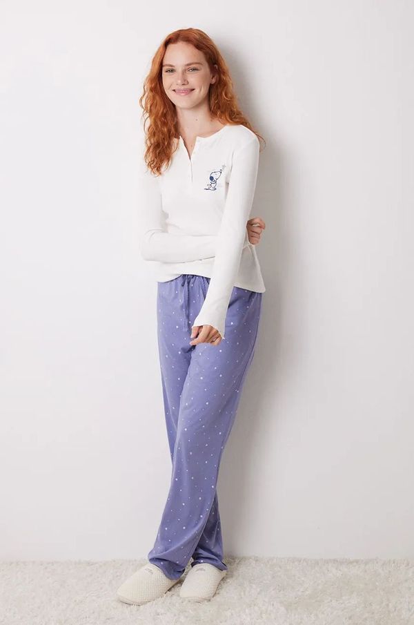 women'secret Pamučna pidžama women'secret SNOOPY boja: bež, pamučna, 3138589