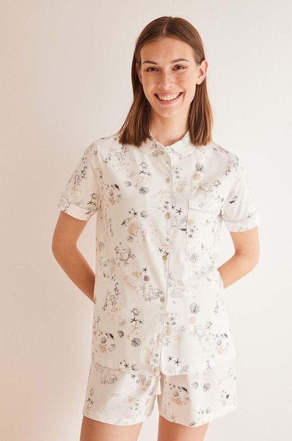 women'secret Pamučna pidžama women'secret WEEKLY MERMAID boja: bež, pamučna, 3598036